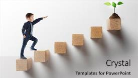  Presentation with career growth - Audience pleasing PPT theme consisting of young businessman climbing the career backdrop and a light gray colored foreground