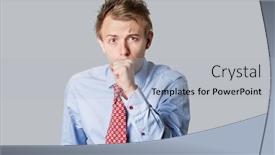  Presentation with coronavirus - Colorful presentation design enhanced with young-businessman-coughing-in-office backdrop and a light gray colored foreground