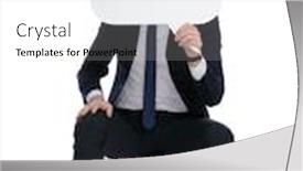  Presentation with empty - Colorful presentation theme enhanced with young-businessman-covering-his-face backdrop and a white colored foreground