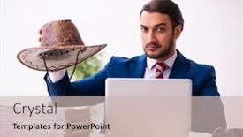  Presentation with cowboy - Slide deck consisting of young-businessman-cowboy-working background and a soft green colored foreground