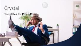  Presentation with cowboy - Beautiful presentation theme featuring young-businessman-cowboy-working backdrop and a pink colored foreground