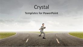  Presentation with self - PPT theme having young businessman demonstrating self defence background and a light gray colored foreground