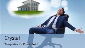  Presentation with futuristic internet of things iot - Colorful slide set enhanced with young businessman dreaming of better backdrop and a light blue colored foreground