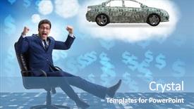  Presentation with internet of things - Colorful presentation design enhanced with young businessman dreaming of better backdrop and a teal colored foreground