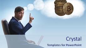  Presentation with futuristic internet of things iot - Slide set with young businessman dreaming of better background and a sky blue colored foreground