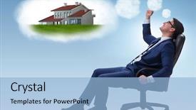  Presentation with better days - PPT layouts with young businessman dreaming of better background and a light blue colored foreground