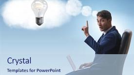  Presentation with internet of things - Beautiful PPT theme featuring young businessman dreaming of better backdrop and a sky blue colored foreground