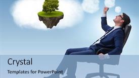  Presentation with futuristic internet of things iot - Beautiful presentation featuring young businessman dreaming of better backdrop and a light blue colored foreground