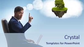  Presentation with futuristic internet of things iot - Beautiful slide set featuring young businessman dreaming of better backdrop and a sky blue colored foreground