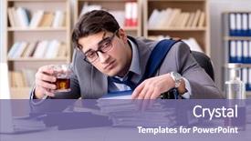  Presentation with stress - Cool new presentation theme with young businessman drinking from stress backdrop and a violet colored foreground