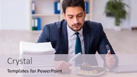  Presentation with alarm - PPT layouts with young-businessman-employee-eating-alarm background and a lemonade colored foreground