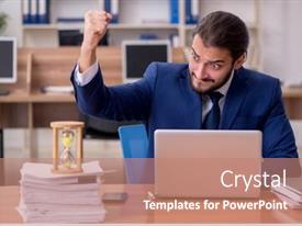 Young Businessman Employee In Time PPT template 43 | CrystalGraphics