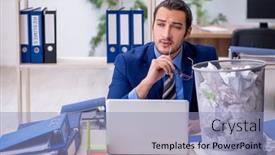  Presentation with new ideas - Slides featuring young-businessman-employee-rejecting-new background and a light blue colored foreground