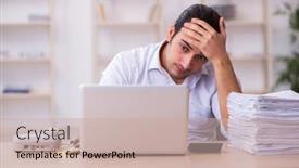  Presentation with unhappy - Presentation design consisting of young-businessman-employee-unhappy background and a soft green colored foreground