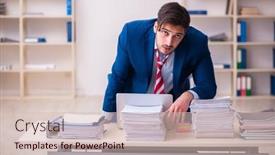  Presentation with unhappy - Slide set having young-businessman-employee-unhappy background and a soft green colored foreground