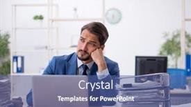  Presentation with employee - Presentation featuring young-businessman-employee-working background and a ocean colored foreground