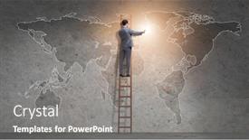  Presentation with economic - Beautiful presentation design featuring young-businessman-facilitating-economic-growth backdrop and a gray colored foreground