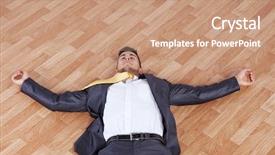  Presentation with faint - Audience pleasing presentation theme consisting of young businessman fainted backdrop and a coral colored foreground