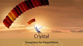  Presentation with parachute - Slide set enhanced with young businessman falling on parachute background and a yellow colored foreground