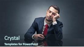  Presentation with workplace - PPT theme consisting of young businessman fell asleep background and a tawny brown colored foreground