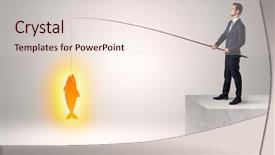  Presentation with golden trophy on the purple - Amazing slides having young businessman fishing golden fish backdrop and a lemonade colored foreground