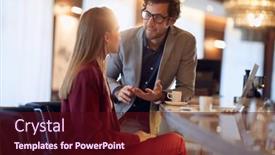  Presentation with young business people - Amazing presentation theme having young-businessman-flirting-with-young backdrop and a wine colored foreground