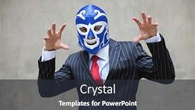  Presentation with wrestling - Theme consisting of young-businessman-gesturing-in-wrestling background and a wine colored foreground