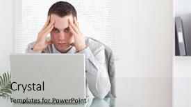  Presentation with bad news - PPT theme having young businessman getting bad news via email background and a light gray colored foreground