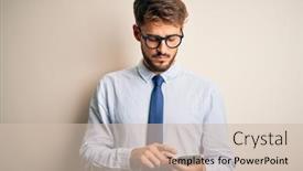  Presentation with difficult conversation - Presentation design having young-businessman-having-a-conversation background and a soft green colored foreground