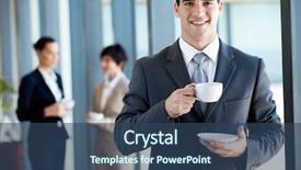  Presentation with cold brew coffee - Theme enhanced with young businessman having coffee break background and a ocean colored foreground