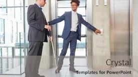  Presentation with inclusion - PPT layouts enhanced with young-businessman-helps-man background and a light gray colored foreground