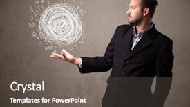  Presentation with chaos - Presentation featuring young-businessman-holding-chaos-concept background and a gray colored foreground