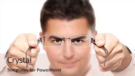  Presentation with glasses - Audience pleasing theme consisting of young businessman holding glasses focus backdrop and a  colored foreground