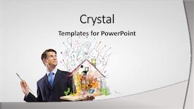  Presentation with paint brush - Theme enhanced with young businessman holding paint brush in hand background and a white colored foreground