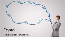  Presentation with wall paint - Beautiful PPT layouts featuring young businessman holding paint brush and paintings on wall backdrop and a light gray colored foreground