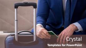  Presentation with passport - Beautiful presentation design featuring young-businessman-holding-passport-preparing backdrop and a violet colored foreground