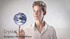  Presentation with forefinger - Cool new PPT layouts with young businessman holding the earth on his forefinger elements of this image furnished by nasa backdrop and a mint green colored foreground