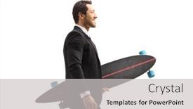  Presentation with walking young wild jaguar - Audience pleasing presentation theme consisting of young-businessman-in-a-suit backdrop and a light gray colored foreground