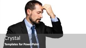  Presentation with stressed - Audience pleasing presentation theme consisting of young-businessman-in-a-thoughtful backdrop and a dark gray colored foreground