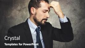  Presentation with stressed - Amazing slide deck having young-businessman-in-a-thoughtful backdrop and a dark gray colored foreground