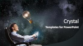  Presentation with tablets wood table tablet white - Amazing slide set having young businessman in armchair using backdrop and a  colored foreground