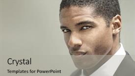  Presentation with good - Beautiful theme featuring young businessman in black suit backdrop and a light gray colored foreground