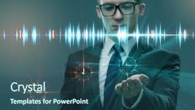  Presentation with idea - Colorful slide set enhanced with young businessman in bright idea backdrop and a ocean colored foreground