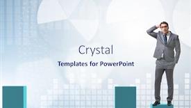  Presentation with bar - Cool new PPT layouts with young-businessman-in-business-concept backdrop and a sky blue colored foreground