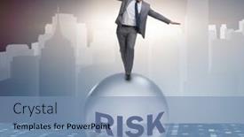  Presentation with uncertainty - Presentation consisting of young-businessman-in-business-risk background and a teal colored foreground