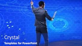  Presentation with data mining - PPT theme featuring young-businessman-in-data-mining background and a  colored foreground