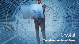  Presentation with data mining - Presentation theme having young businessman in data mining background and a  colored foreground