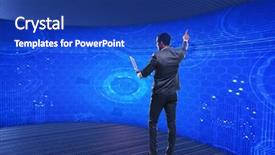  Presentation with data mining - Slides consisting of young businessman in data mining background and a  colored foreground