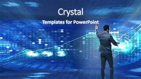  Presentation with data mining - Amazing PPT theme having young businessman in data mining backdrop and a ocean colored foreground