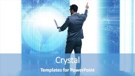  Presentation with data mining - Theme featuring young businessman in data mining background and a teal colored foreground